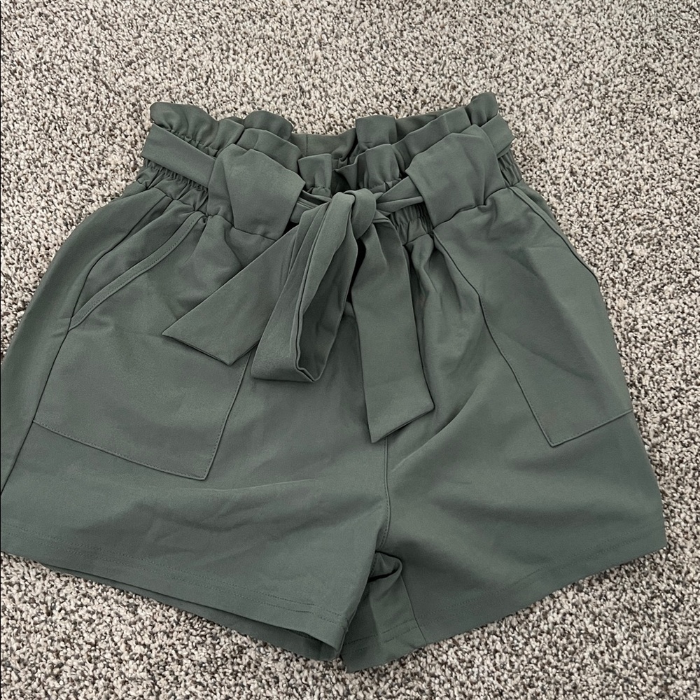Grace Karin Olive Green Ruffled Shorts